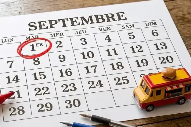 Un calendrier avec la date de la rentrée entourée